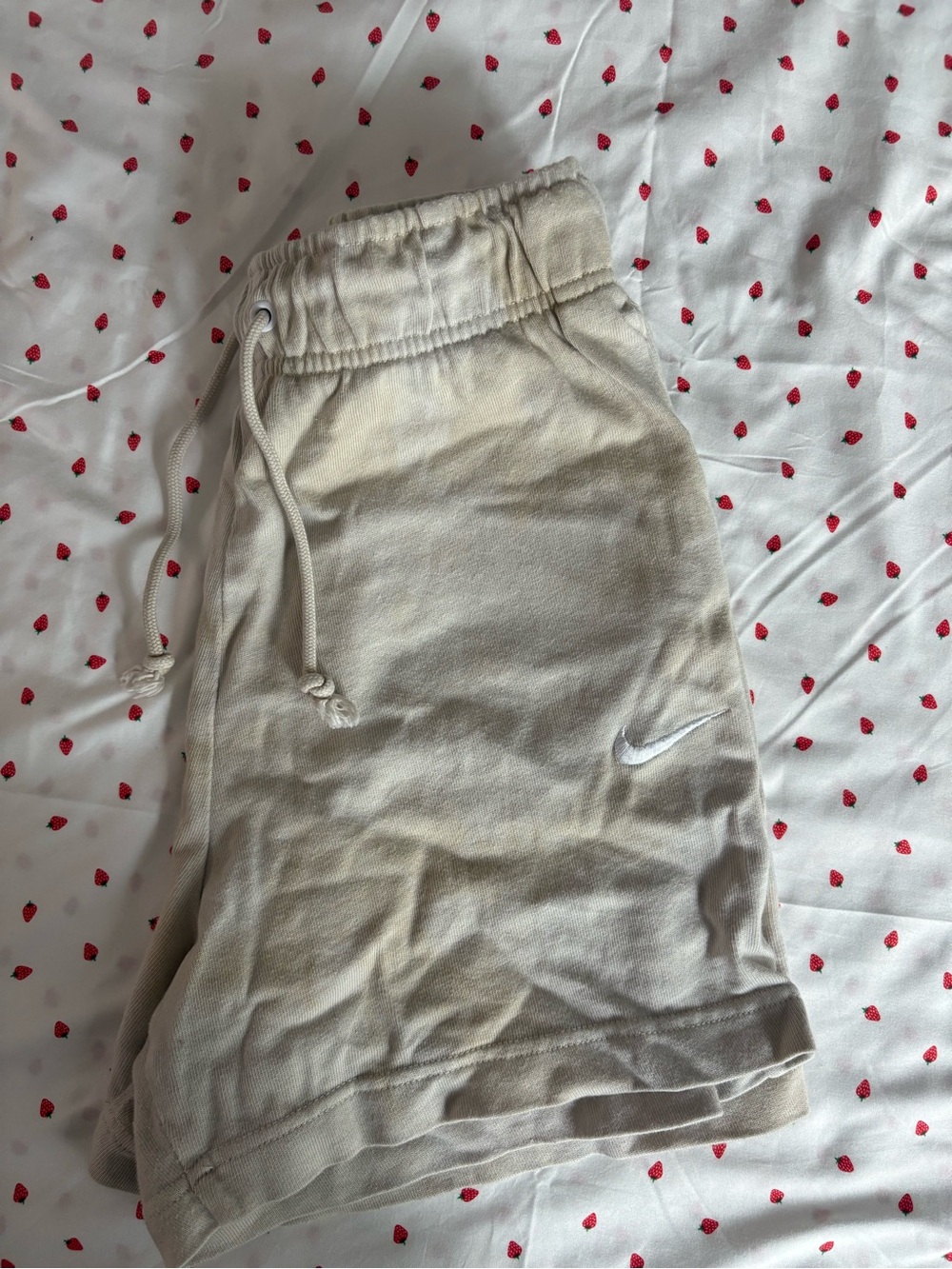 Nike Cream Tiedye Drawstring Fleece Shorts with White Swoosh